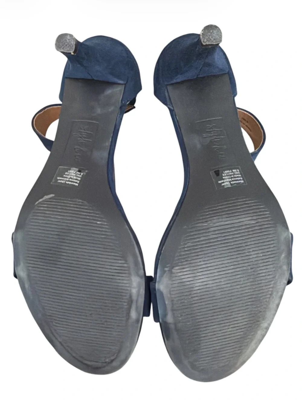 Style & Co Paycee Navy Blue Faux Suede Ankle Strap Kitten Heels Sandals 8.5